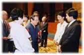 T.I.H. Prince and Princess Takamado conversing with the awardees