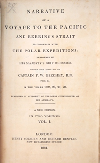 Cover of Narrative of a voyage to the Pacific and Beering's Strait, to co-operate with the Polar expeditions : performed in His Majesty's ship Blossom, under the command of Captain F. W. Beechey, in the years 1825, 26, 27, 28