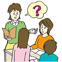 教師が学習者に質問をしているイメージ画像