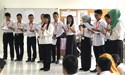 Photo of pre-arrival Japanese-language training in Indonesia