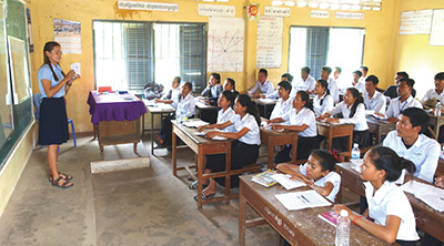 Photo of a Japanese class in Cambodia (Mekong Cambodia Japan Organization)
