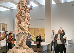 Photo of Robert Singer (right) introducing the exhibition 