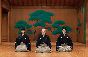 Photo of the documentary program, The Three Generations of the Nomura Kyogen Family Mansaku, Mansai and Yuki: Divine Dance in Paris