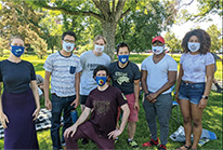 Photo of the wearing winning design masks at the Japan America Society of Colorado