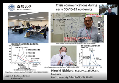 Photo of the keynote speech by NISHIURA Hiroshi (Professor, Kyoto University)