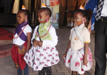 Photo of an event held at a primary school in Kenya showcasing Japanese language and cultural lessons