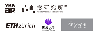 Logo: YKK AP Inc. Window Research Institute, Department of Architecture at ETH Zurich, Faculty of Art and Design at the University of Tsukuba, The Obayashi Foundation