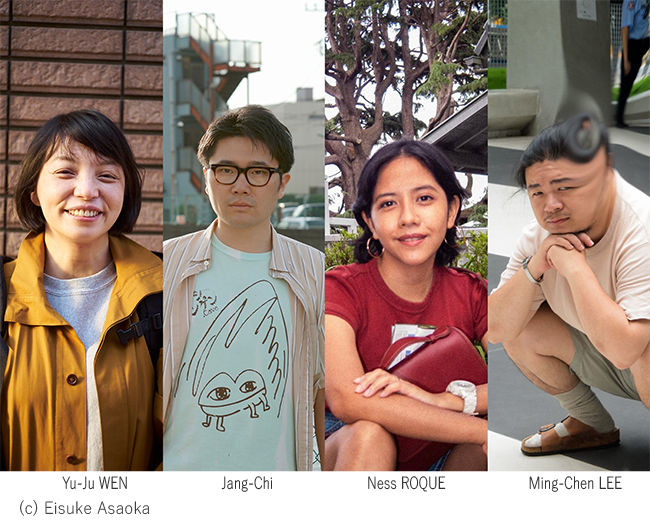 Photo of the four people working together (from left to right): Eisuke Asaoka, Jang-Chi, Ness Roque, and Li Mingchen
