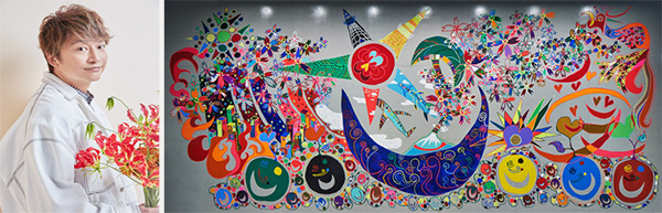 左は香取信吾さん　右は日本財団パラリンピックサポートセンターオフィスの壁画の画像