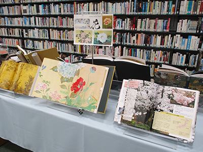 Photo of the book “Flowers”, the monthly exhibit for March, on display.