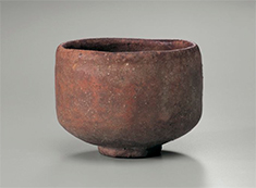 photo of Chōjirō, red Raku tea bowl named Tarōbō