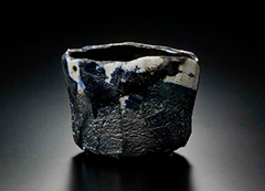 Photo of Black Raku tea bowl, Yakinuki type