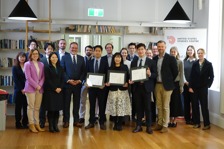 Group photo of Japanese fellows, USSC experts, and business representatives