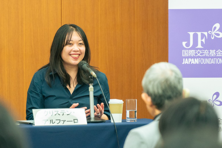 photo of Kristen Alfaro speaking to the audience