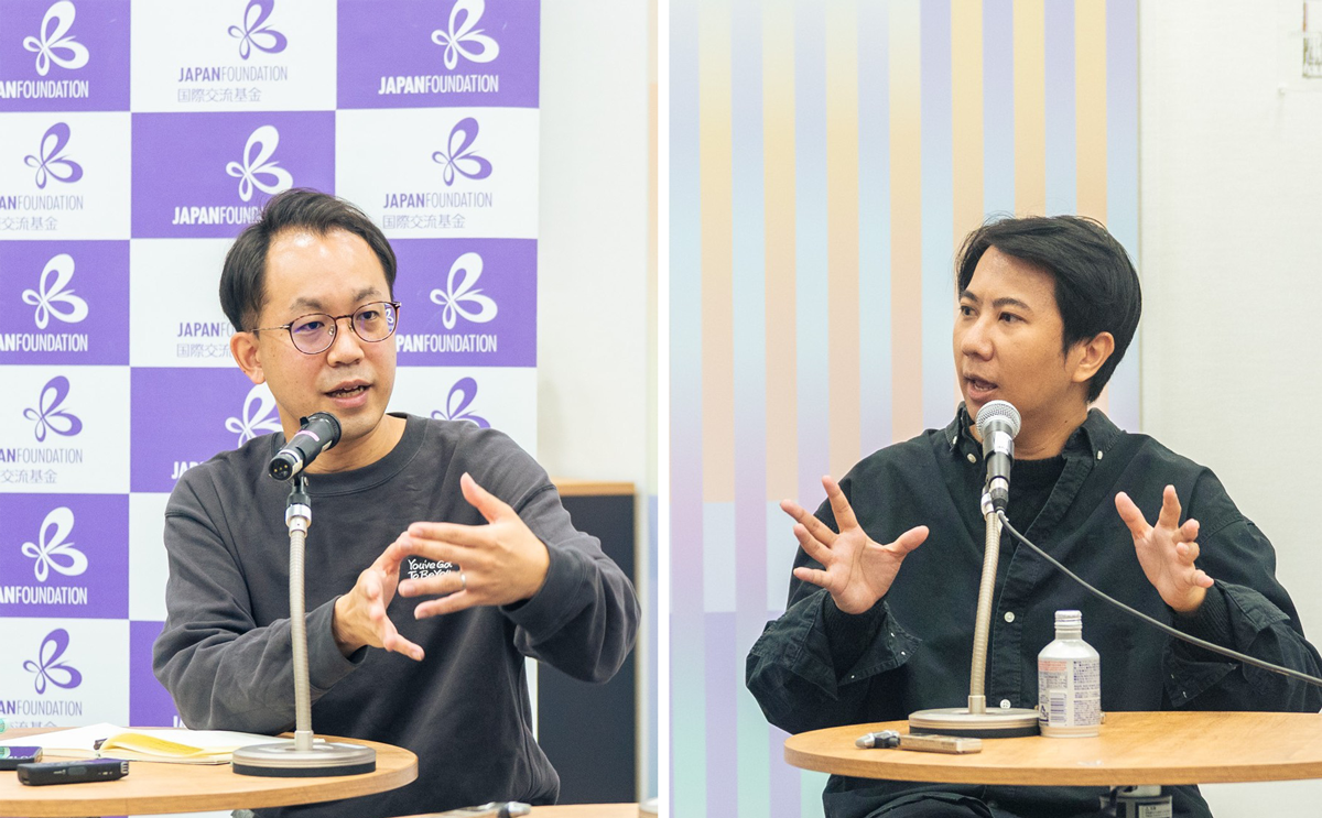 インタビューの様子：左に福冨氏、右にチラット氏