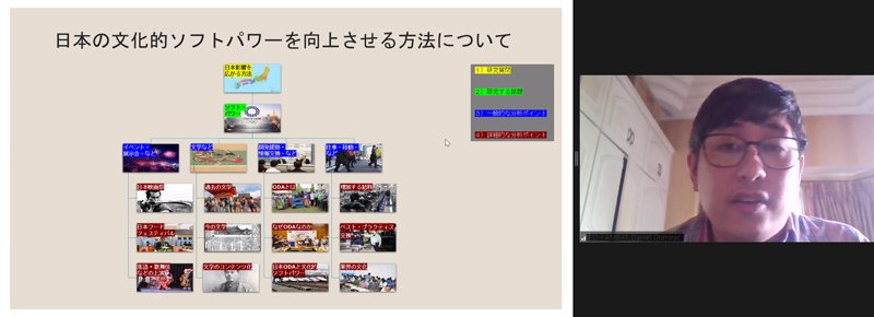 中間発表の様子2の画像　日本の文化的ソフトパワーを向上させる方法について