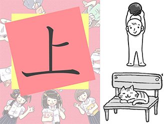 高校生向けの漢字学習動画「上」を学ぶ場面の写真