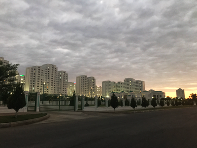 Photo of marble buildings lining the city streets