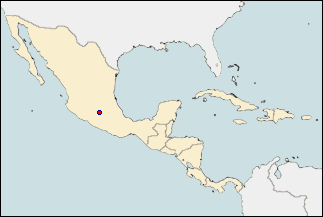 中米の地図 に赤丸でメキシコシティを示した画像