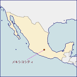 メキシコの地図 に赤丸でメキシコシティを示した画像
