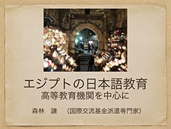 シンポジウムの発表で使用したスライドの写真