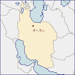 イランの地図 に赤丸でテヘランを示した画像
