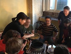 The picture of visitor session at the Turkish-Japanese Foundation Culture Center (Japanese cooking experience)
