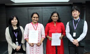 The picture of Ms. Gayathri (left) and Ms. Geetha (right), who came to the training from the city of Chennai