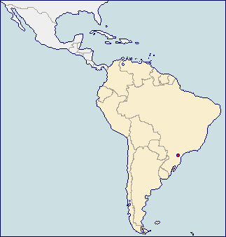 南米の地図 に赤丸でサンパウロを示した画像
