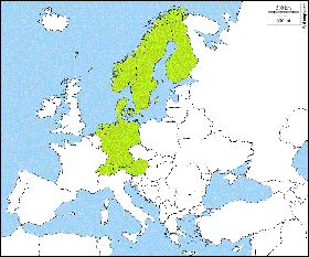 The picture of a map of Germany and neighboring countries