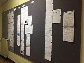 The picture of student writings on display
