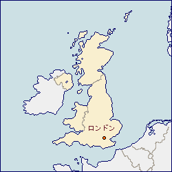 英国の地図 に赤丸でロンドンを示した画像