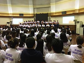 The picture of “Recitation presentations” – Each class presented “The Fall of Freddie the Leaf” and “The Cat that Lived a Million Times.”