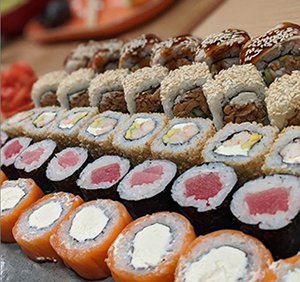 The picture of sushi rolls are popular in Azerbaijan