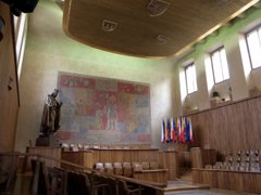 The picture of the interior of the oldest building of Charles University (the Carolinum)