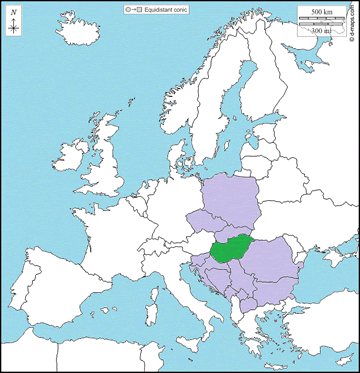 ハンガリーと周辺諸国の地図の写真
