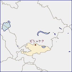 キルギスの地図 に赤丸でビシュケクを示した画像