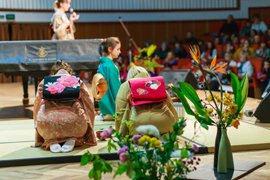 Picture of students give Sado, a tea ceremony, demonstration at a cultural festival