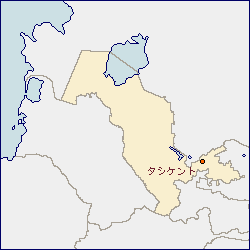 ウズベキスタン共和国の地図 に赤丸でタシケントを示した画像