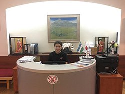 The picture of the reception desk at the UJC Library