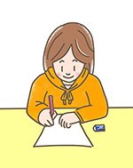 学習者個人でプリントを見ながら考えている様子のイラスト