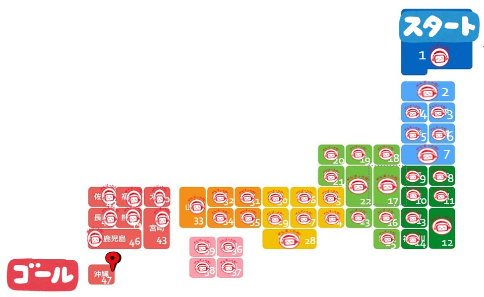 いろどりマラソンの軌跡を示した日本地図の画像