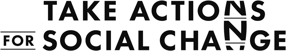 TASCのロゴ。「TAKE ACTIONS FOR SOCIAL CHANGE」
