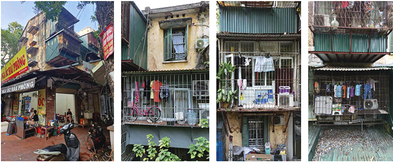 虎の檻と呼ばれる構築物のバリエーションで違う建物の写真が四点横に並んでいる。